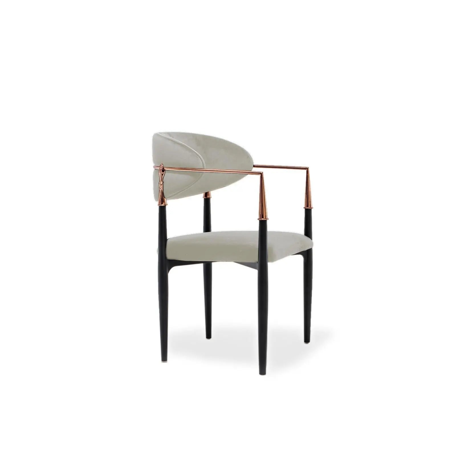 Roubi Rose Gold Polished Stainless Steel Base Beige Stylish Dining Chair