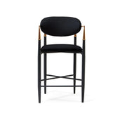 Roubi Rose Gold Polished Stainless Steel Base Black Counter Bar Stool