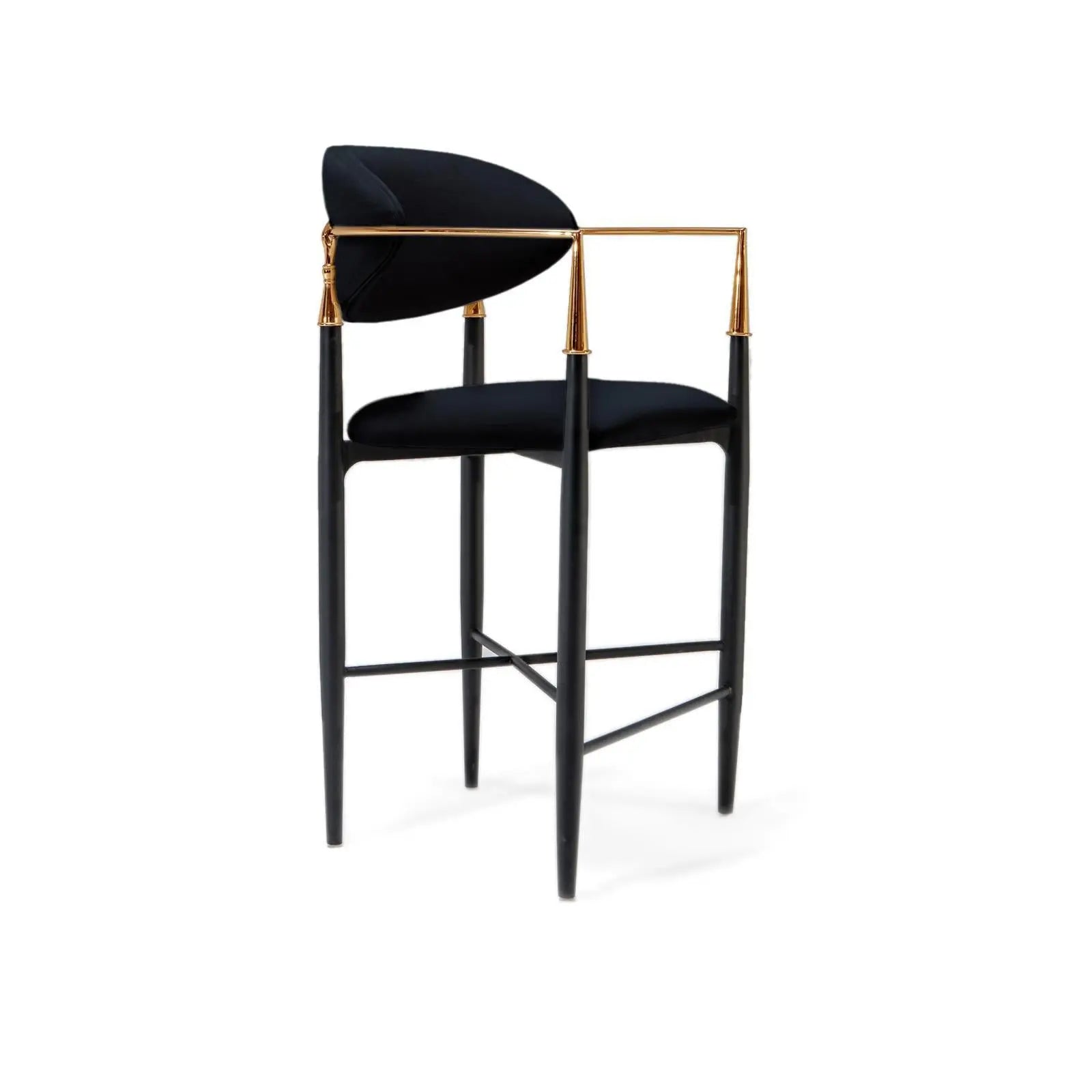 Roubi Rose Gold Polished Stainless Steel Base Black Counter Stylish Bar Stool