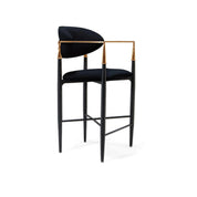 Roubi Rose Gold Polished Stainless Steel Base Black Counter Stylish Bar Stool