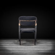 Roubi Rose Gold Polished Stainless Steel Base Black Modern Dining Chair
