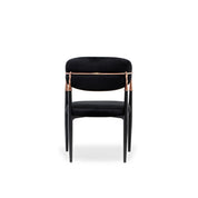 Roubi Rose Gold Polished Stainless Steel Base Black Modern Dining Chair