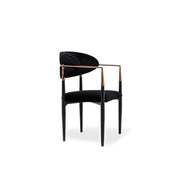 Roubi Rose Gold Polished Stainless Steel Base Black Stylish Dining Chair