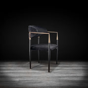 Roubi Rose Gold Polished Stainless Steel Base Black Stylish Dining Chair