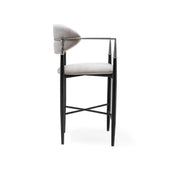 Roubi Polished Stainless Steel Base Beige Luxury Counter Stool