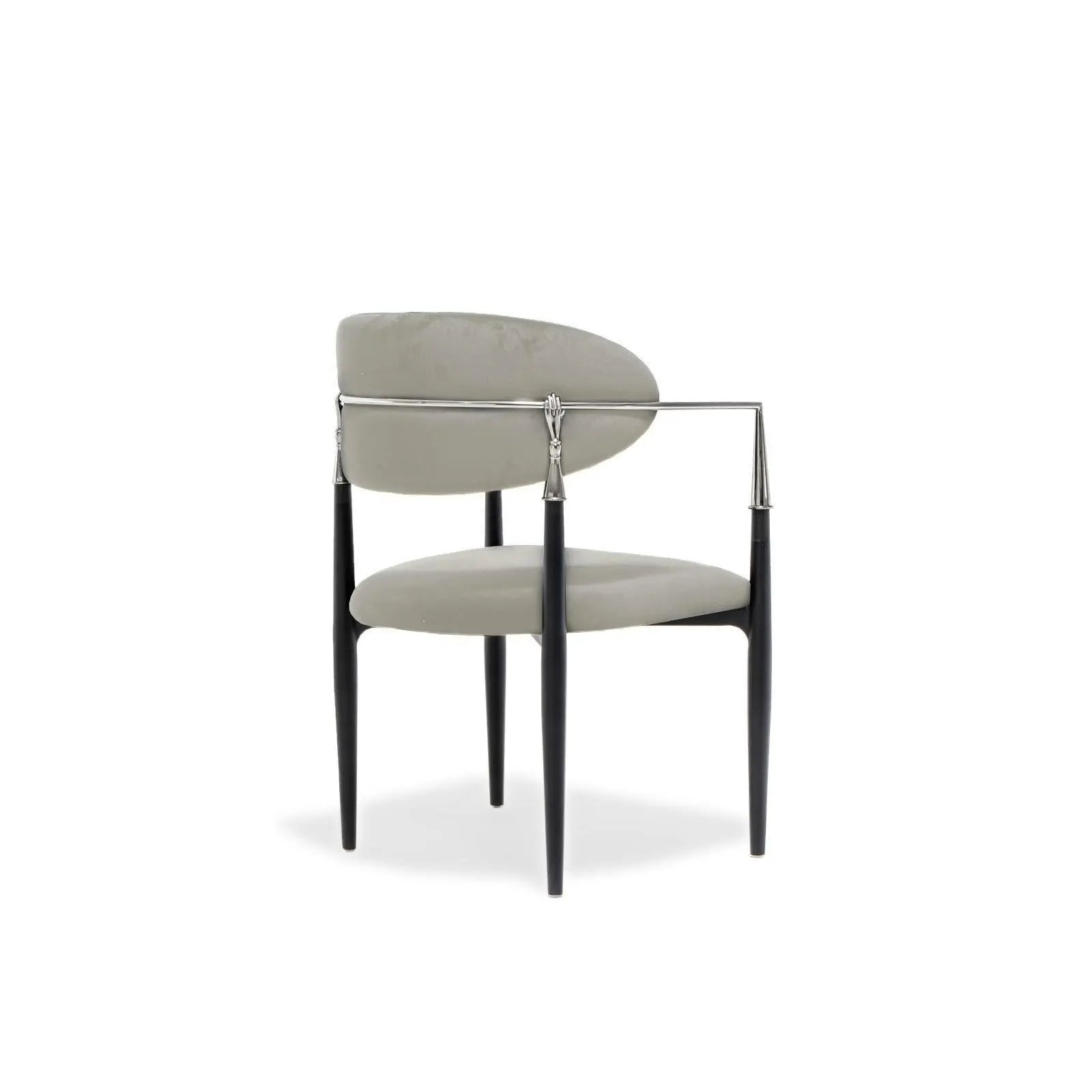 Roubi Polished Stainless Steel Base Beige Luxury Dining Chair