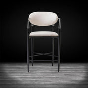 Roubi Polished Stainless Steel Base Beige Modern Counter Stool