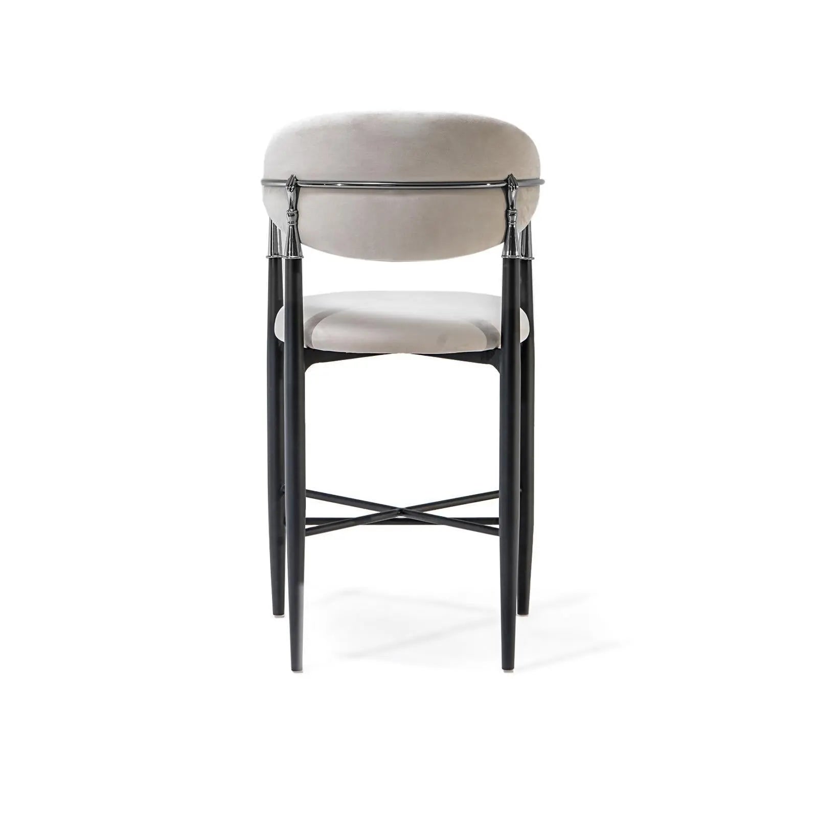 Roubi Polished Stainless Steel Base Beige Modern Counter Stool