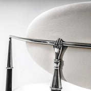 Roubi Polished Stainless Steel Base Beige Roberto Grassie Counter Stool