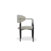 Roubi Polished Stainless Steel Base Beige Roberto Grassie Dining Chair