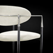 Roubi Polished Stainless Steel Base Beige Stylish Dining Chair