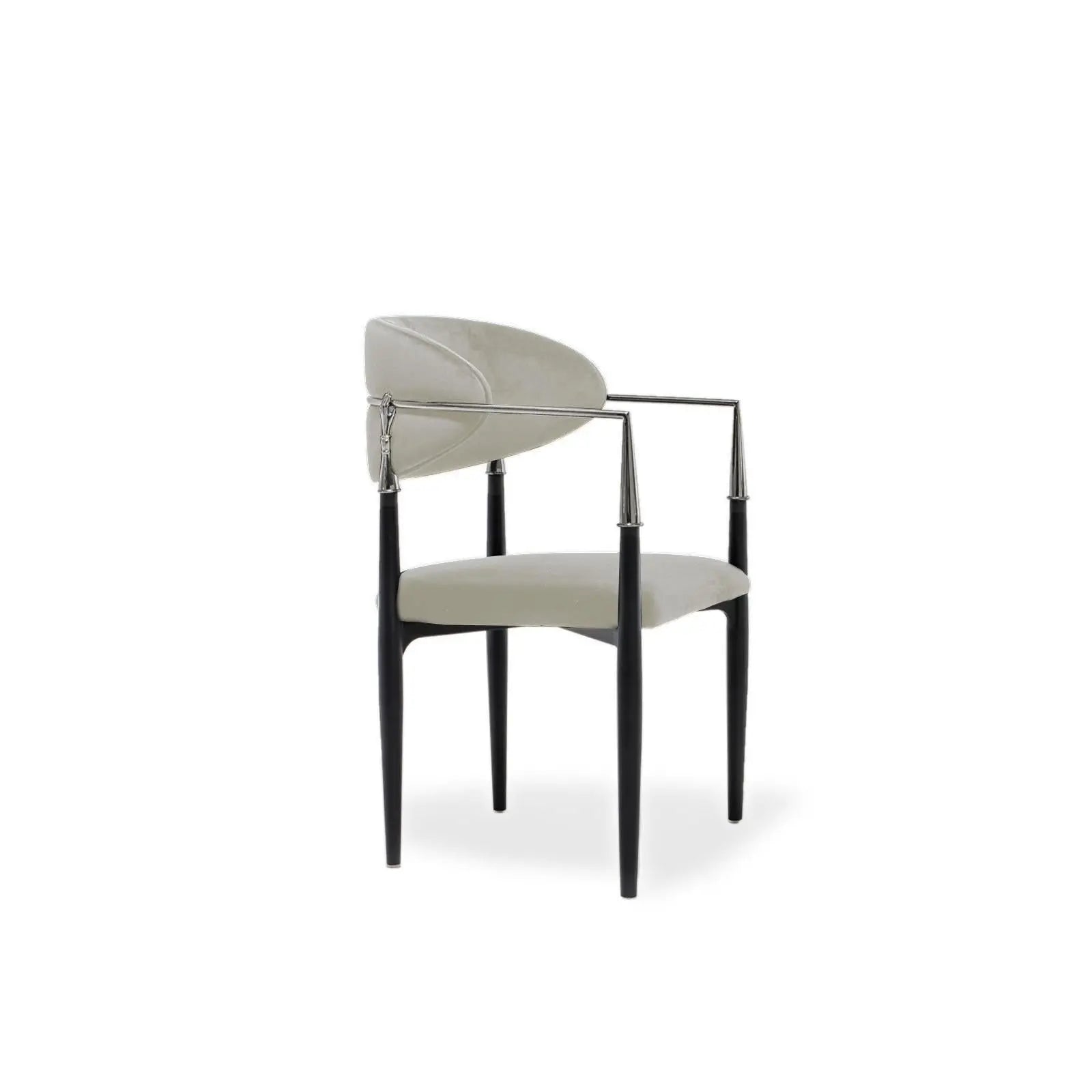 Roubi Polished Stainless Steel Base Beige Stylish Dining Chair