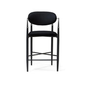 Roubi Polished Stainless Steel Base Black Counter Stool