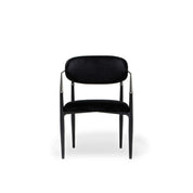 Roubi Polished Stainless Steel Base Black Dining Chair RG