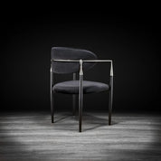 Roubi Polished Stainless Steel Base Black Luxury Dining Chair