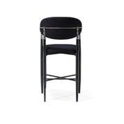 Roubi Polished Stainless Steel Base Black Luxury Counter Stool
