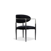 Roubi Polished Stainless Steel Base Black Luxury Dining Chair