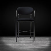 Roubi Polished Stainless Steel Base Black Luxury Counter Stool