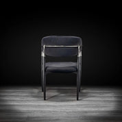 Roubi Polished Stainless Steel Base Black Modern Dining Chair