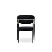 Roubi Polished Stainless Steel Base Black Modern Dining Chair