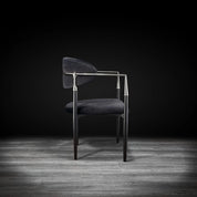 Roubi Polished Stainless Steel Base Black Roberto Grassie Dining Chair