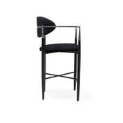 Roubi Polished Stainless Steel Base Black Roberto Grassie Counter Stool
