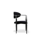 Roubi Polished Stainless Steel Base Black Roberto Grassie Dining Chair