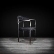 Roubi Polished Stainless Steel Base Black Stylish Dining Chair