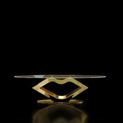 Sharlotte Clear Glass Top Titanium Gold Coffee Table Roberto Grassie