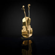 Solo Cello Titanium Gold Polished Stainless Steel Base Modern Sculpture