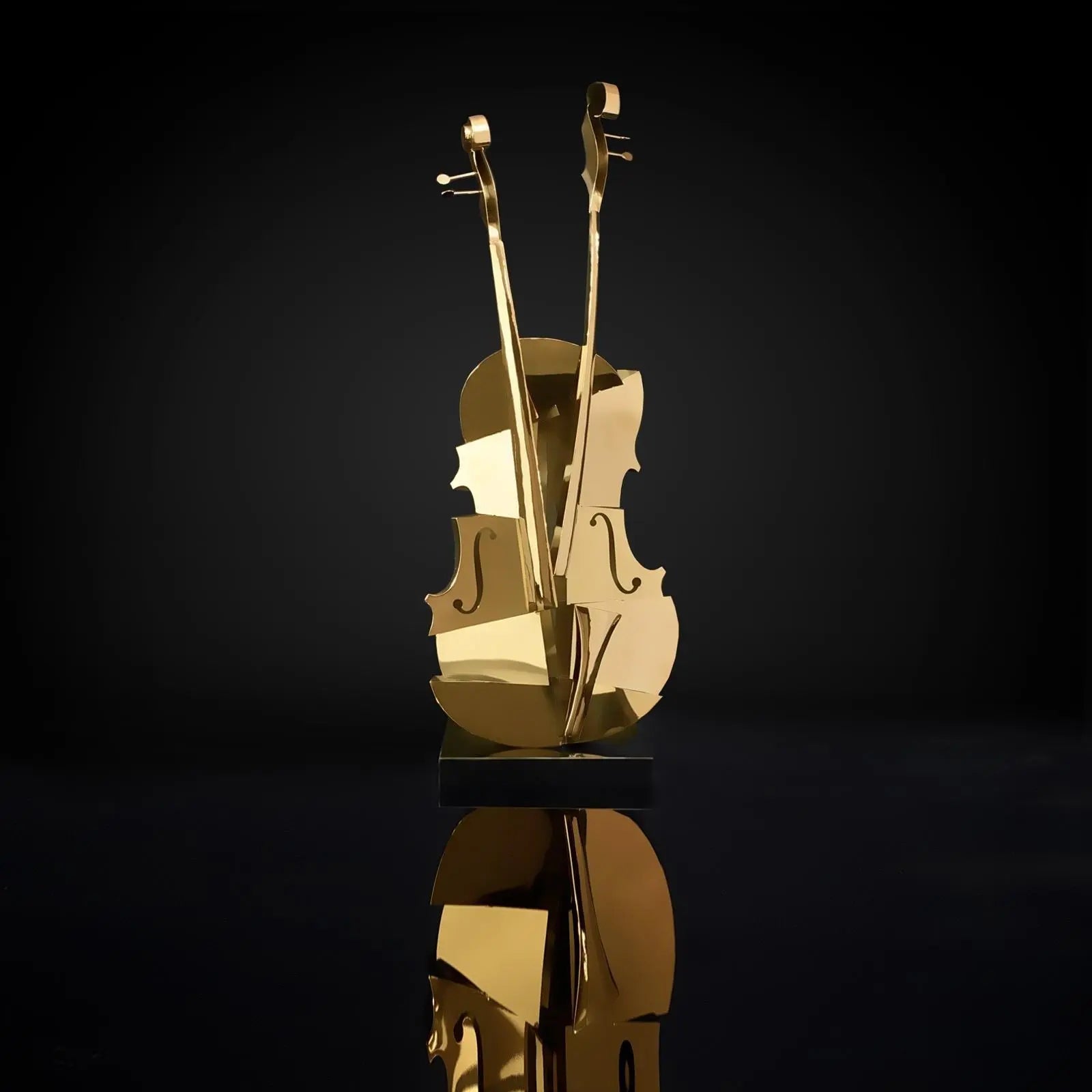 Solo Cello Titanium Gold Polished Stainless Steel Base Stylish Sculpture