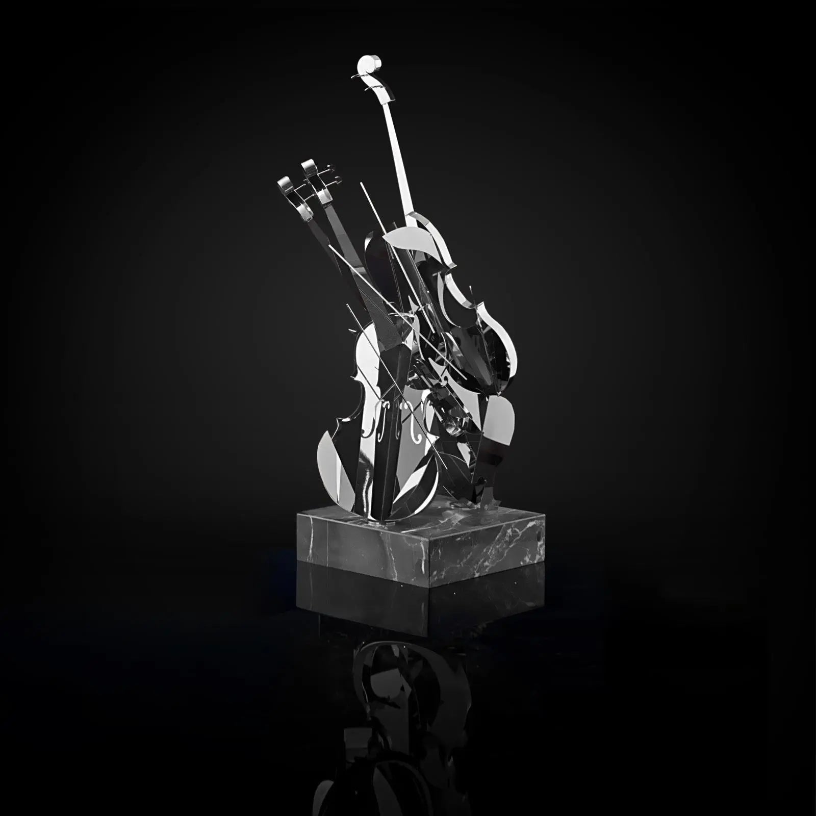 Solo Violin Silver Modern Sculpture
