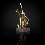 Solo Violin Titanium Gold Polished Stainless Steel Base Modern Sculpture