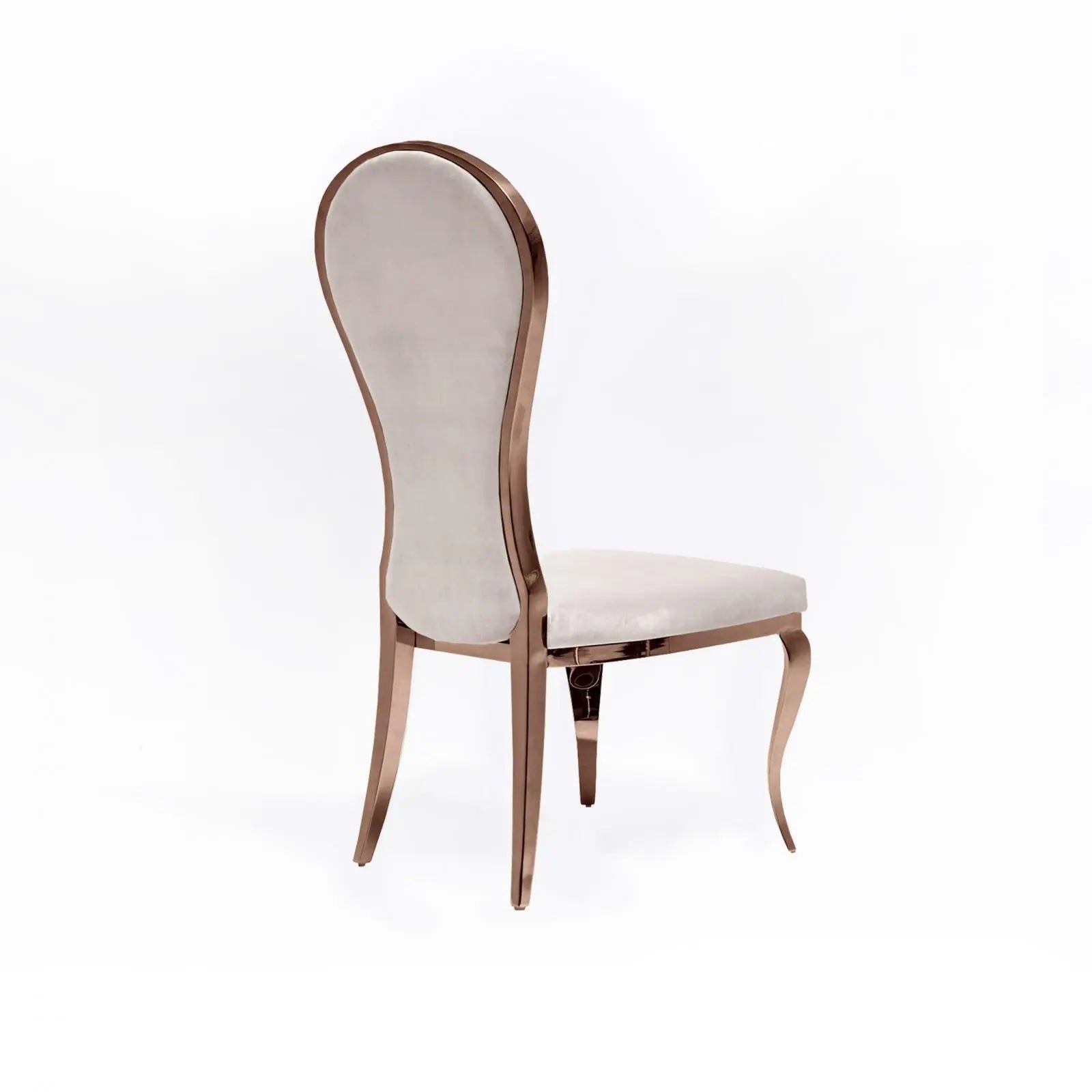 Sophia Rose Gold Polished Stainless Steel Base Beige Luxury Dining Chair