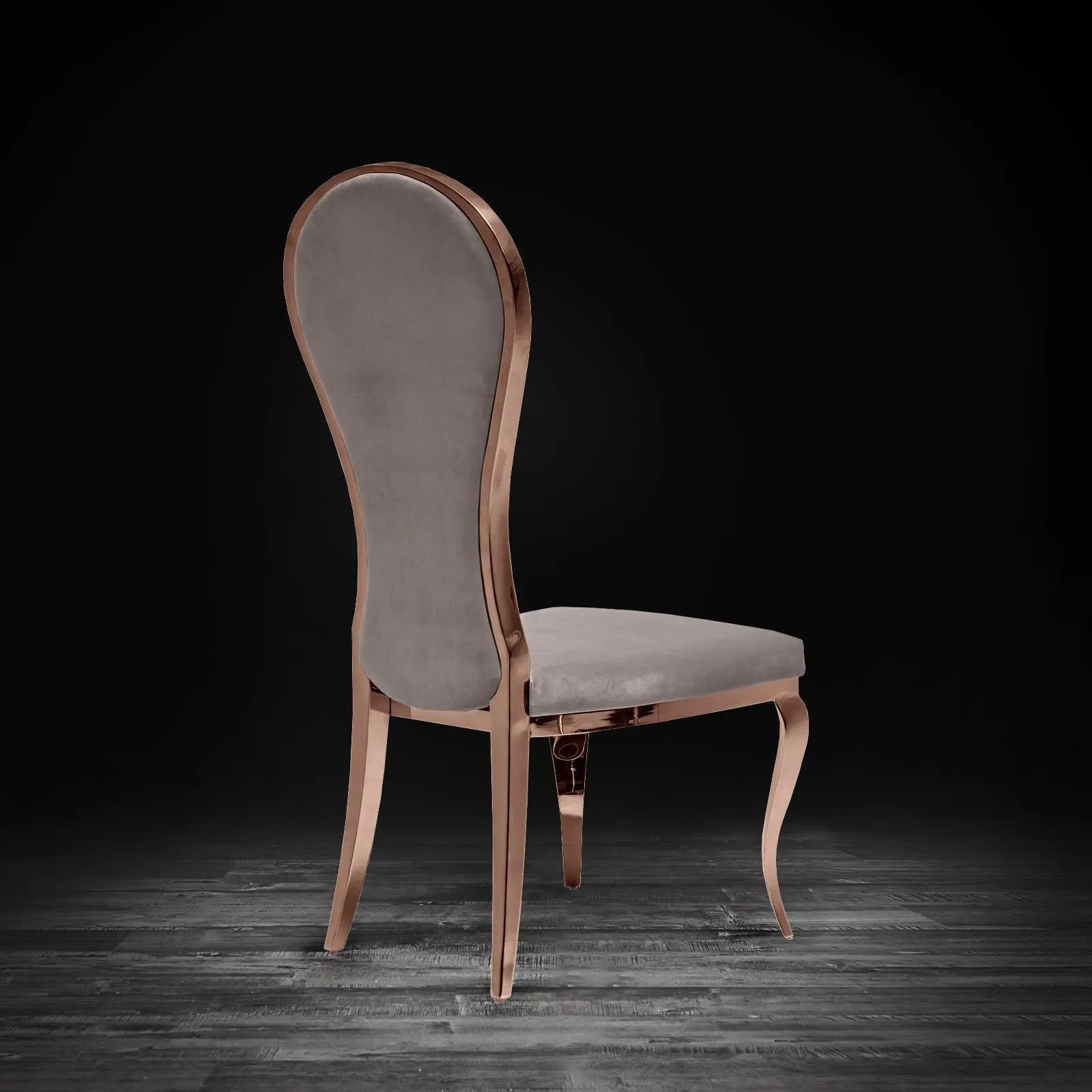 Sophia Rose Gold Polished Stainless Steel Base Taupe Luxury Dining Chair