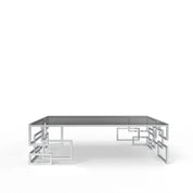 Spectra Large Rectangular Polished Stainless Steel Base Coffee Table