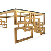 Spectra Large Rectangular Titanium Gold Polished Stainless Steel Base Luxury Coffee Table