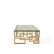 Spectra Large Rectangular Titanium Gold Polished Stainless Steel Base Roberto Grassie Coffee Table