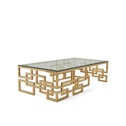 Spectra Large Rectangular Titanium Gold Polished Stainless Steel Base Stylish Coffee Table