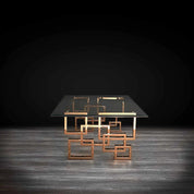 Spectra Rectangular Rose Gold Polished Stainless Steel Base Stylish Coffee Table