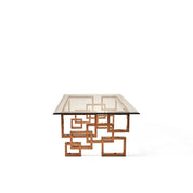 Spectra Rectangular Rose Gold Polished Stainless Steel Base Stylish Coffee Table