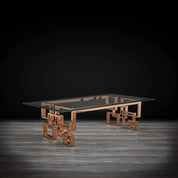 Spectra Rectangular Rose Gold Polished Stainless Steel Base Modern Coffee Table