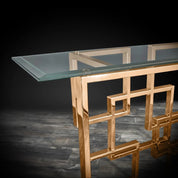Spectra Rose Gold Polished Stainless Steel Base Roberto Grassie Console Table RG