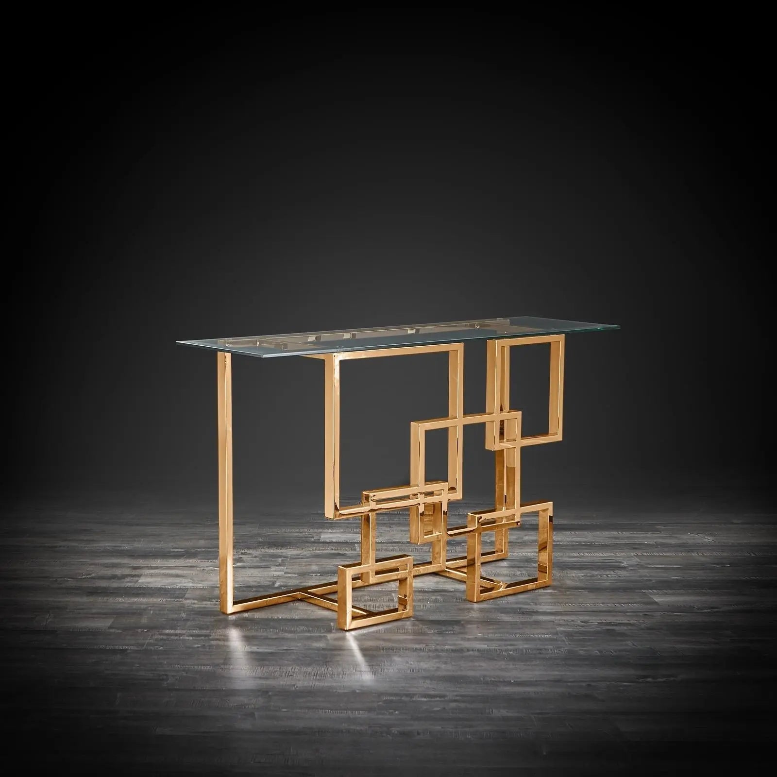 Spectra Rose Gold Polished Stainless Steel Base Stylish Console Table RG