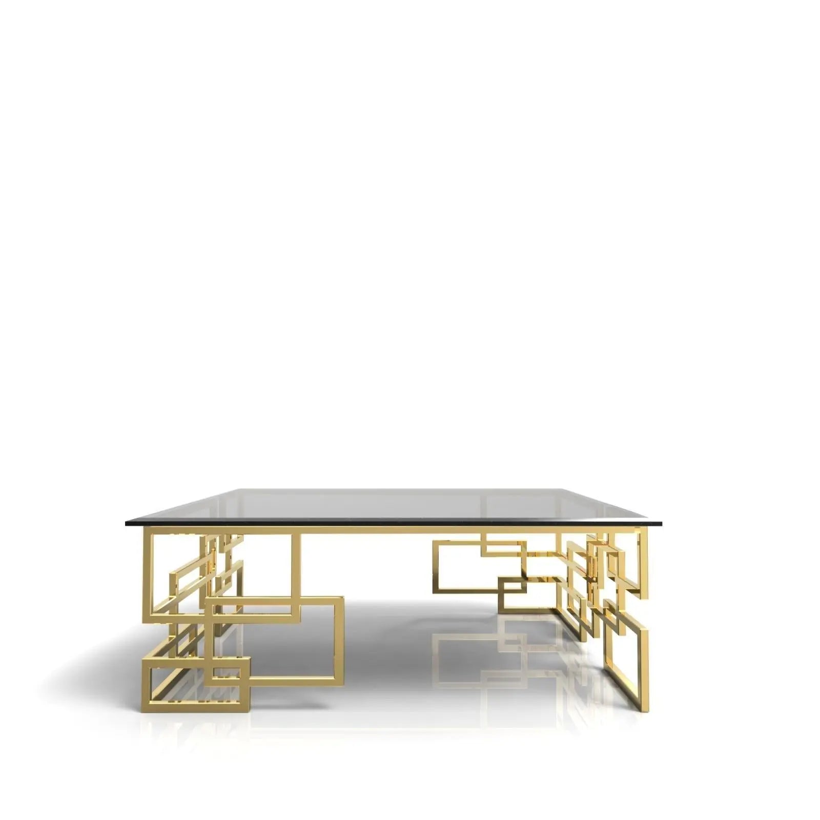 Spectra Square Titanium Gold Polished Stainless Steel Base Coffee Table