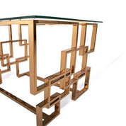 Spectra Titanium Gold Polished Stainless Steel Base Square Luxury End Table RG