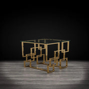 Spectra Titanium Gold Polished Stainless Steel Base Square Roberto Grassie End Table RG