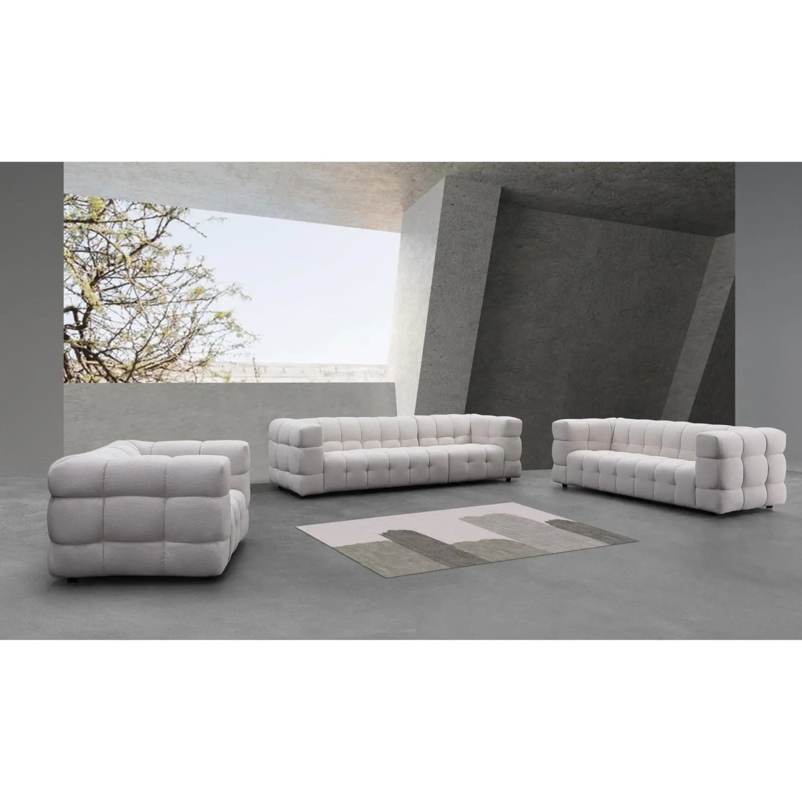 Theo Light Gray Ax Sofa Set