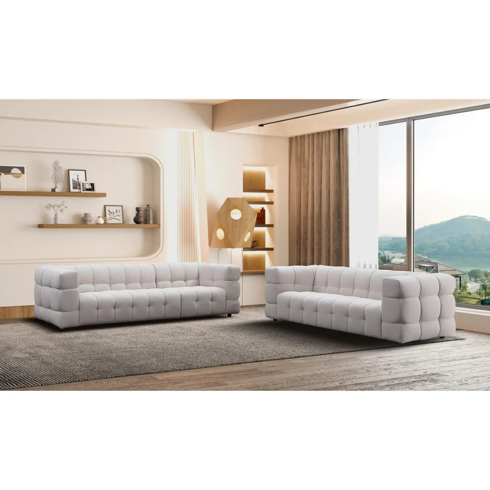 Theo Light Gray Ax Sofa Set
