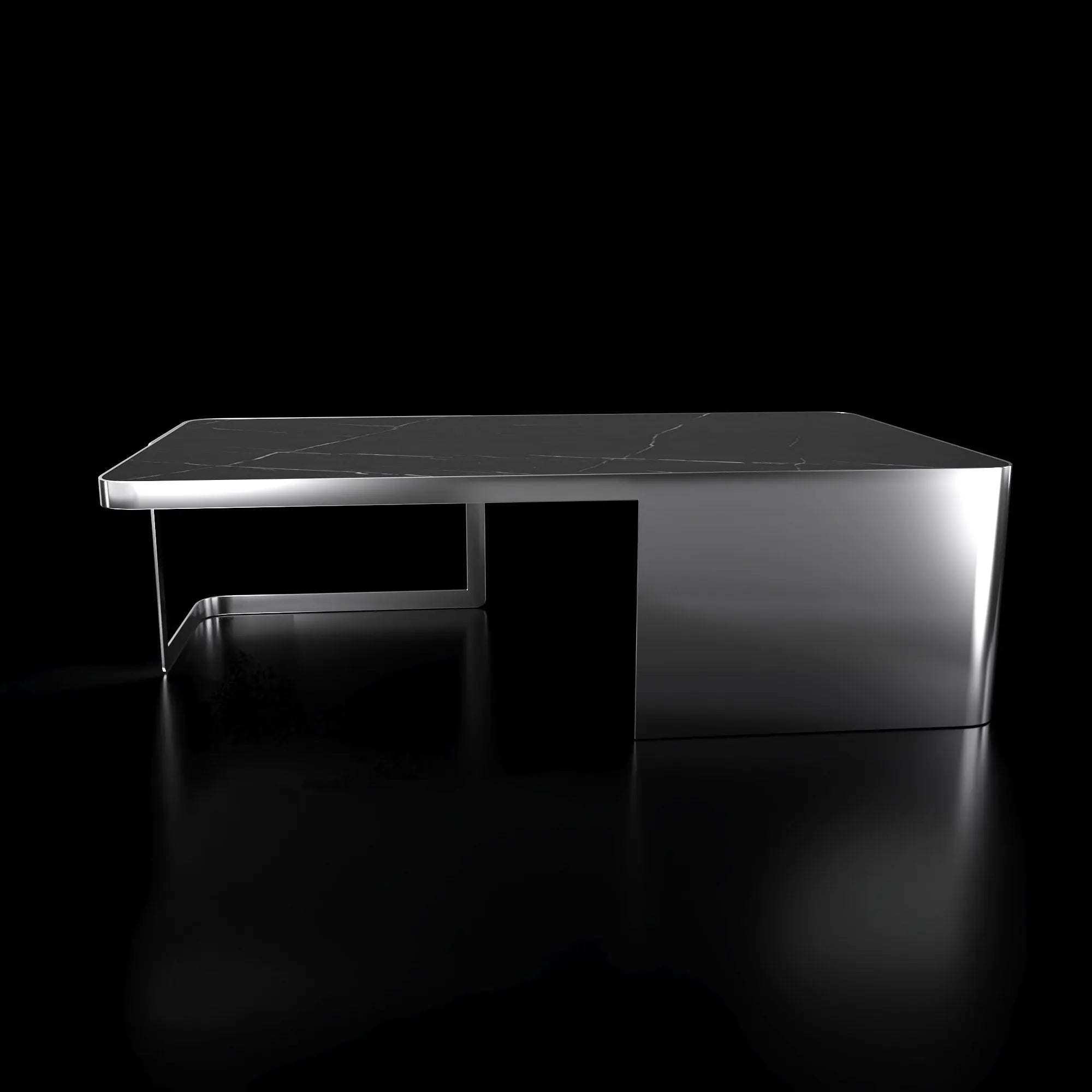 Tullio Smoked Silver Black Coffee Table Rectangular Roberto Grassie Furniture